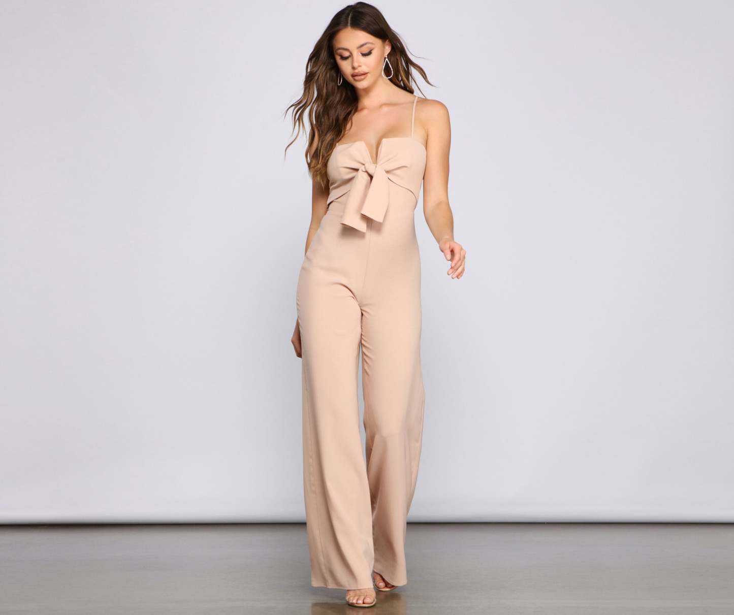 Glam It Up Tie Front Jumpsuit - Lady Occasions