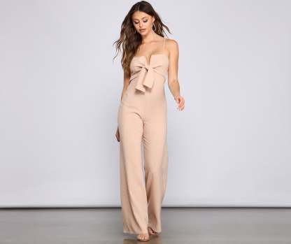 Glam It Up Tie Front Jumpsuit - Lady Occasions