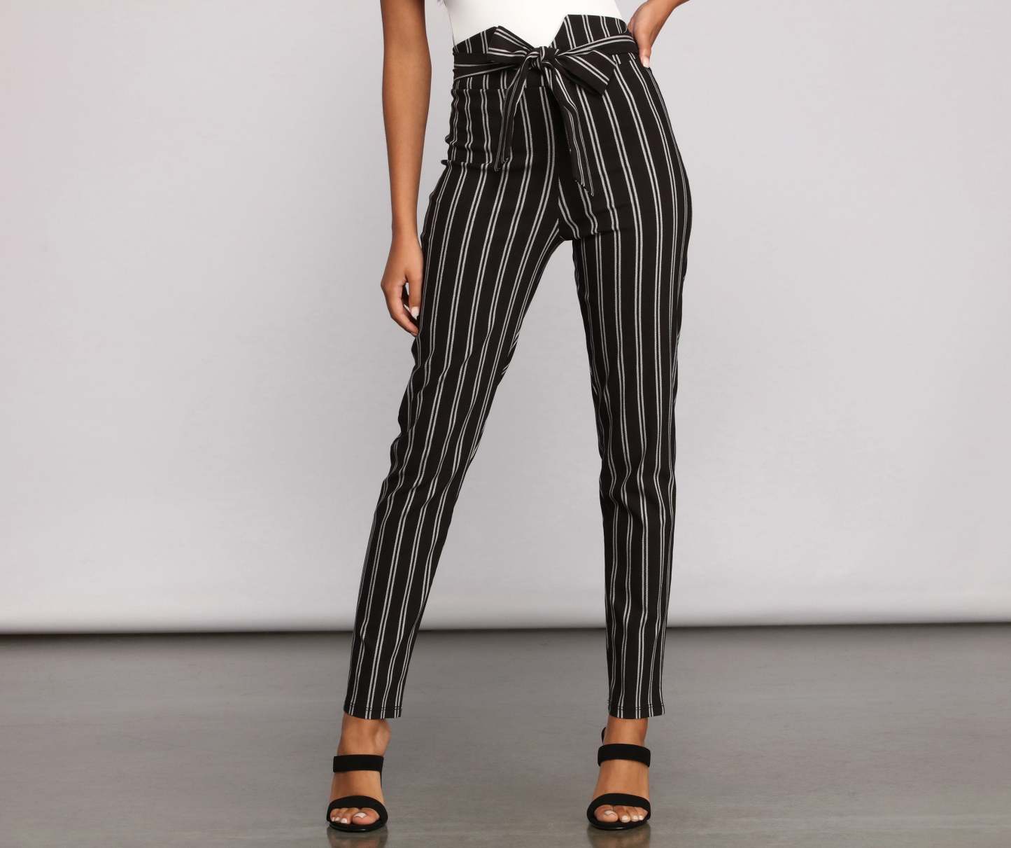 High Waist Skinny Striped Pants - Lady Occasions