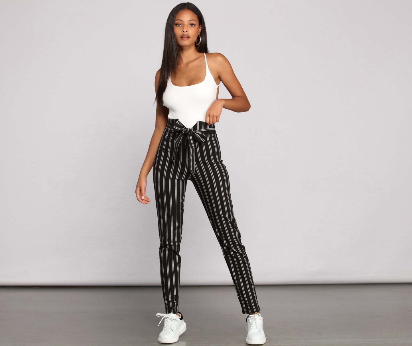 High Waist Skinny Striped Pants - Lady Occasions