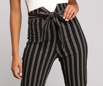 High Waist Skinny Striped Pants - Lady Occasions