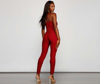 Stylish And Tapered Tie Waist Jumpsuit - Lady Occasions