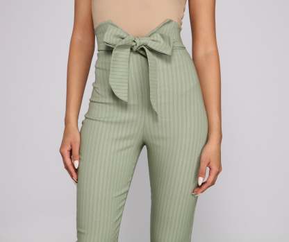 Stylishly Striped Tie-Waist Pants - Lady Occasions