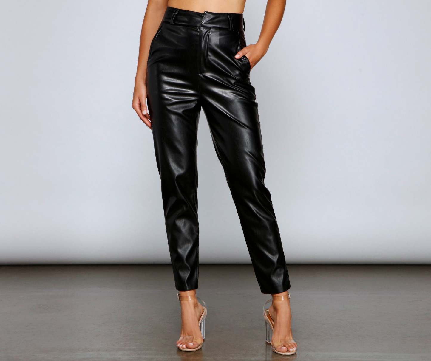 Classic Chic High Waist Faux Leather Pants - Lady Occasions