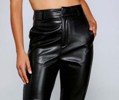 Classic Chic High Waist Faux Leather Pants - Lady Occasions