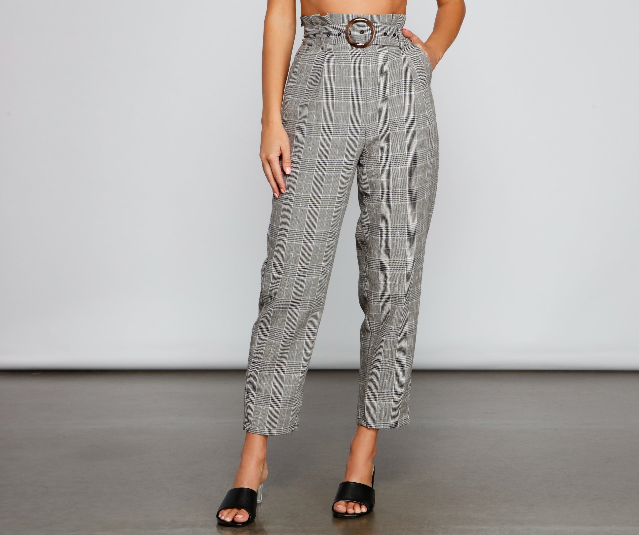 Chic Stunner High Waist Plaid Pants - Lady Occasions