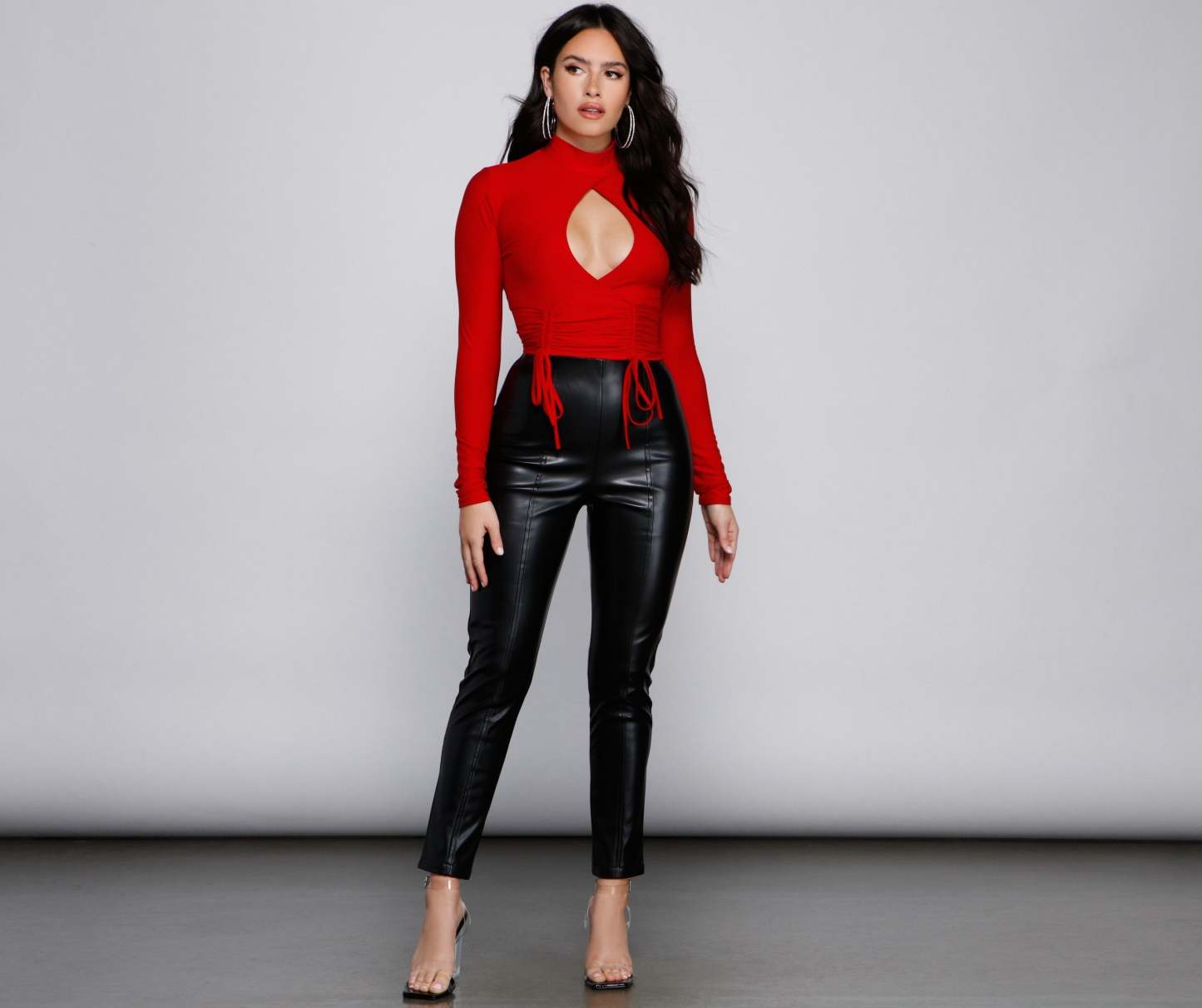 High Waist Faux Leather Tapered Leggings - Lady Occasions