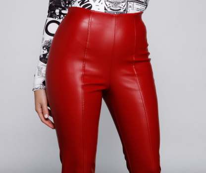 High Waist Faux Leather Tapered Leggings - Lady Occasions