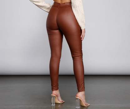 Trendy High Waist Lattice Pants - Lady Occasions