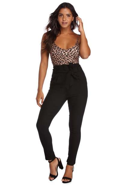 High Waist Paperbag Skinny Dress Pants - Lady Occasions