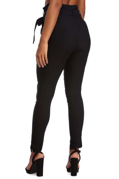 High Waist Paperbag Skinny Dress Pants - Lady Occasions