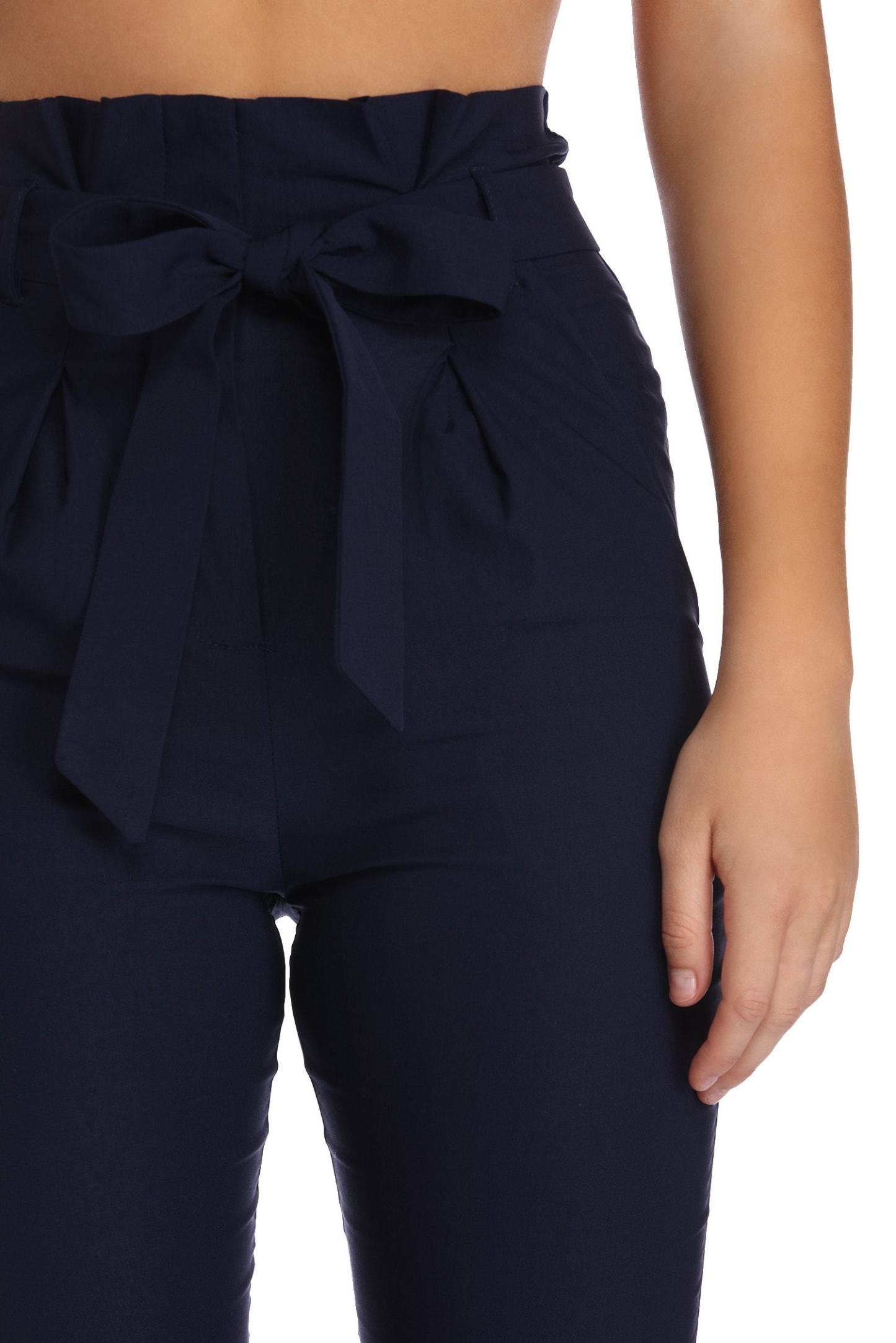 High Waist Paperbag Skinny Dress Pants - Lady Occasions