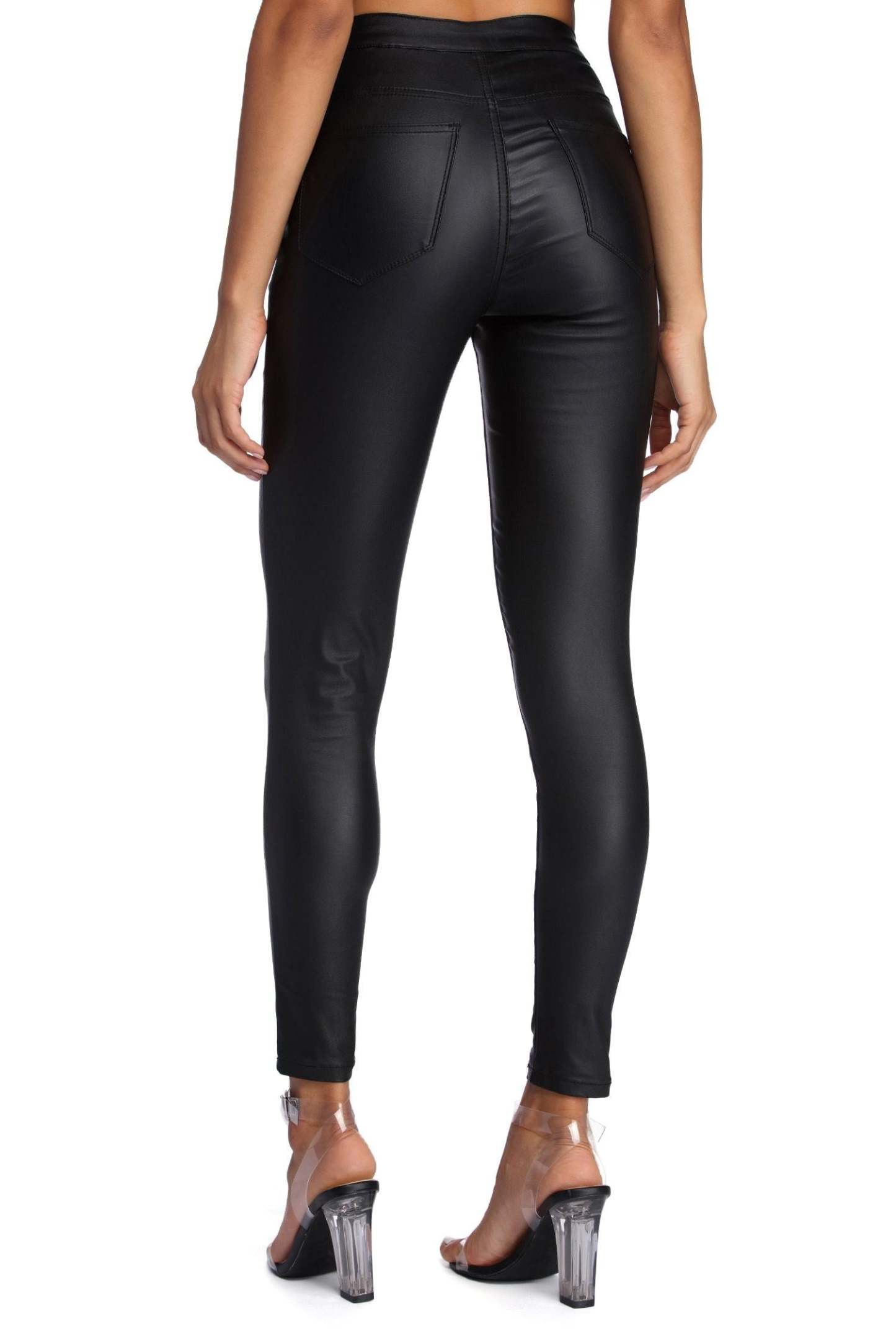 Lace Up PU Pants - Lady Occasions