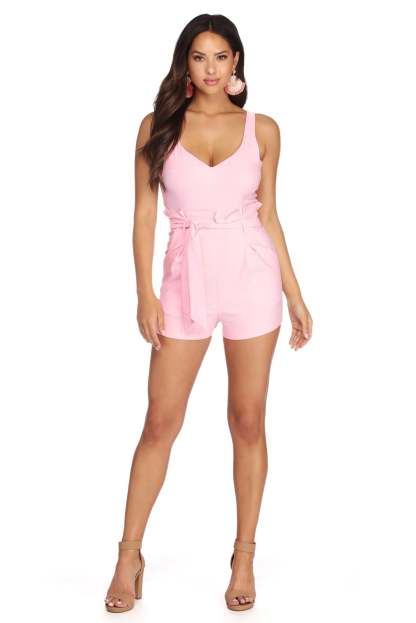 Flirt Alert Tie Waist Romper - Lady Occasions
