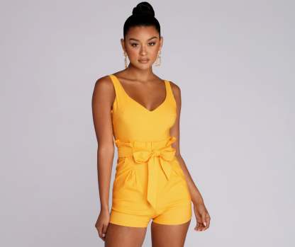 Flirt Alert Tie Waist Romper - Lady Occasions