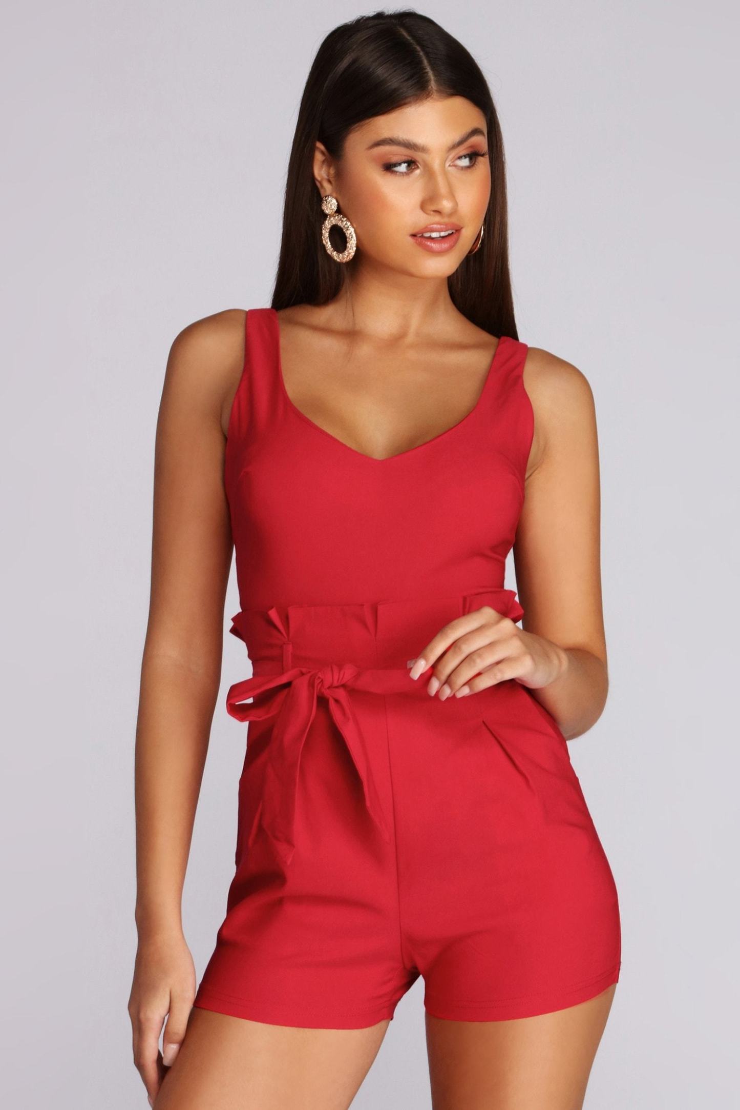 Flirt Alert Tie Waist Romper - Lady Occasions