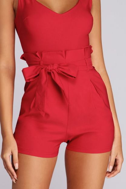 Flirt Alert Tie Waist Romper - Lady Occasions