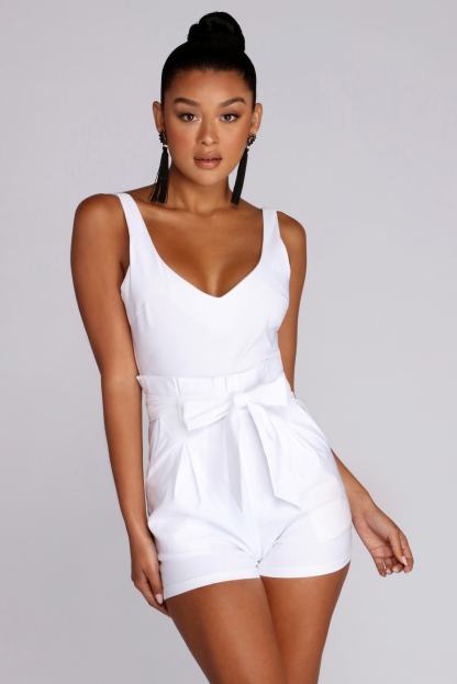 Flirt Alert Tie Waist Romper - Lady Occasions