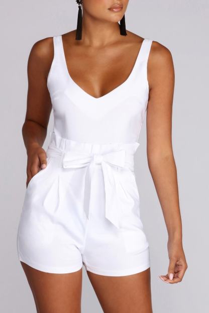 Flirt Alert Tie Waist Romper - Lady Occasions