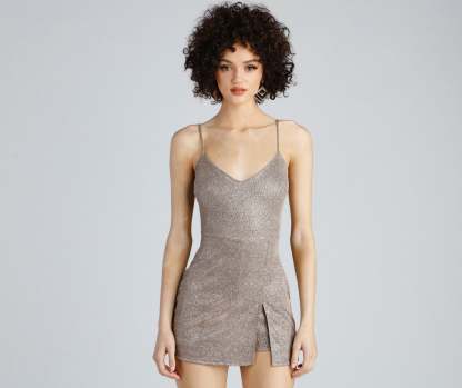 Glisten All Night Glitter Skort Romper - Lady Occasions