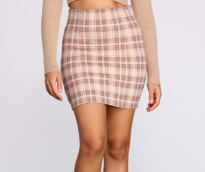 Perf In Plaid Ponte Mini Skirt - Lady Occasions