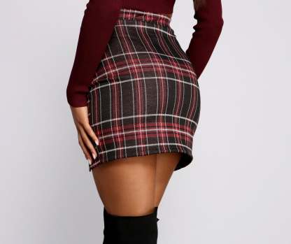 Moment In Plaid High Waist Mini Skirt - Lady Occasions