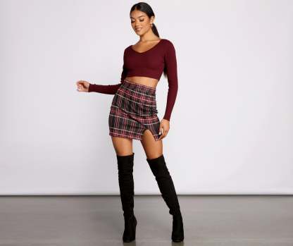 Moment In Plaid High Waist Mini Skirt - Lady Occasions