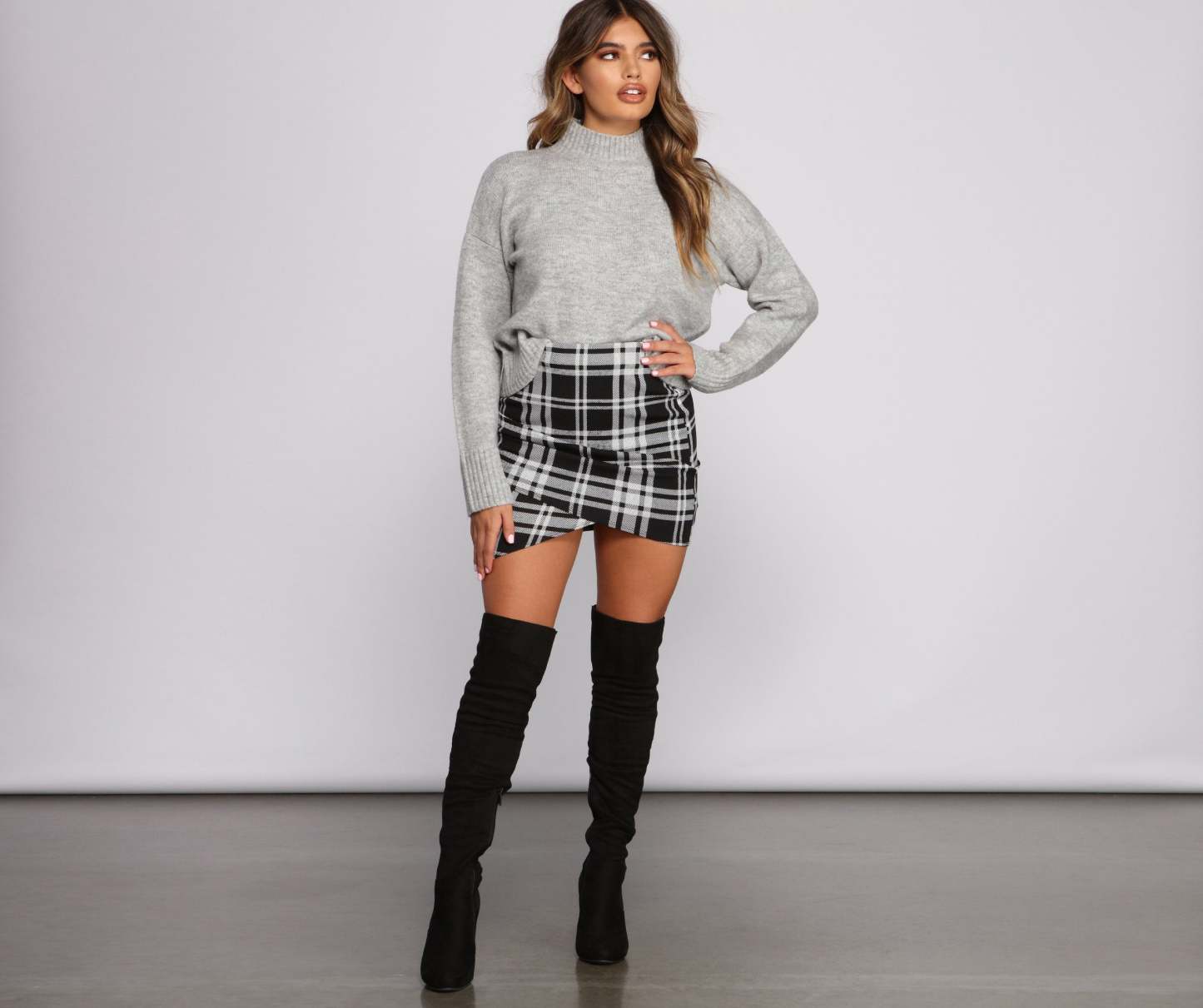 High Waist Asymmetrical Hem Mini Skirt - Lady Occasions