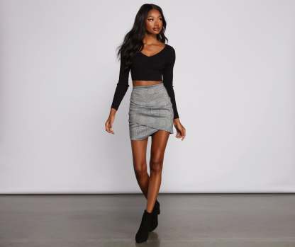 High Waist Asymmetrical Hem Mini Skirt - Lady Occasions