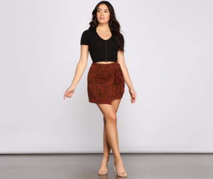 Feelin' Flirty Faux Wrap Mini Skirt - Lady Occasions