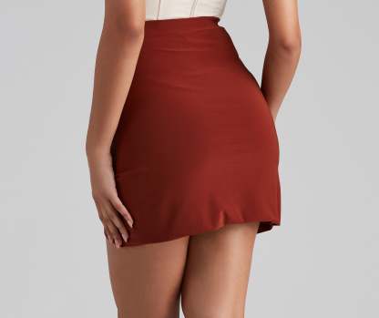 Classic-Chic Faux Wrap Mini Skirt - Lady Occasions