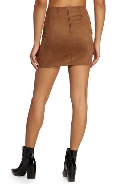 Laced In Faux Suede Mini Skirt - Lady Occasions