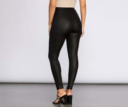 Embossed Snake Leggings - Lady Occasions