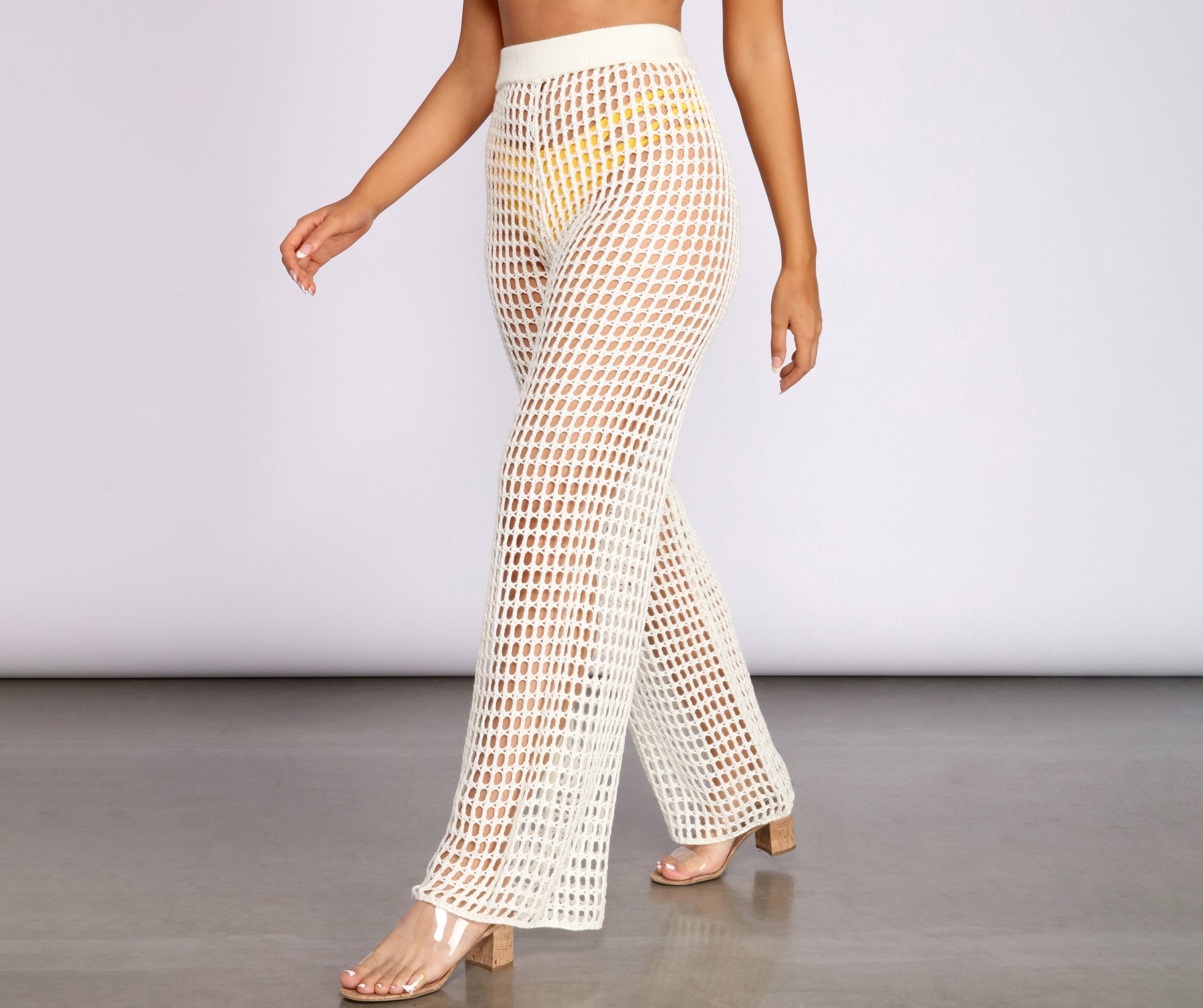 High Waist Wide Leg Crochet Pants - Lady Occasions
