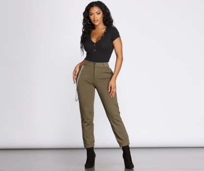 Edgy Chic Ponte Knit Joggers - Lady Occasions