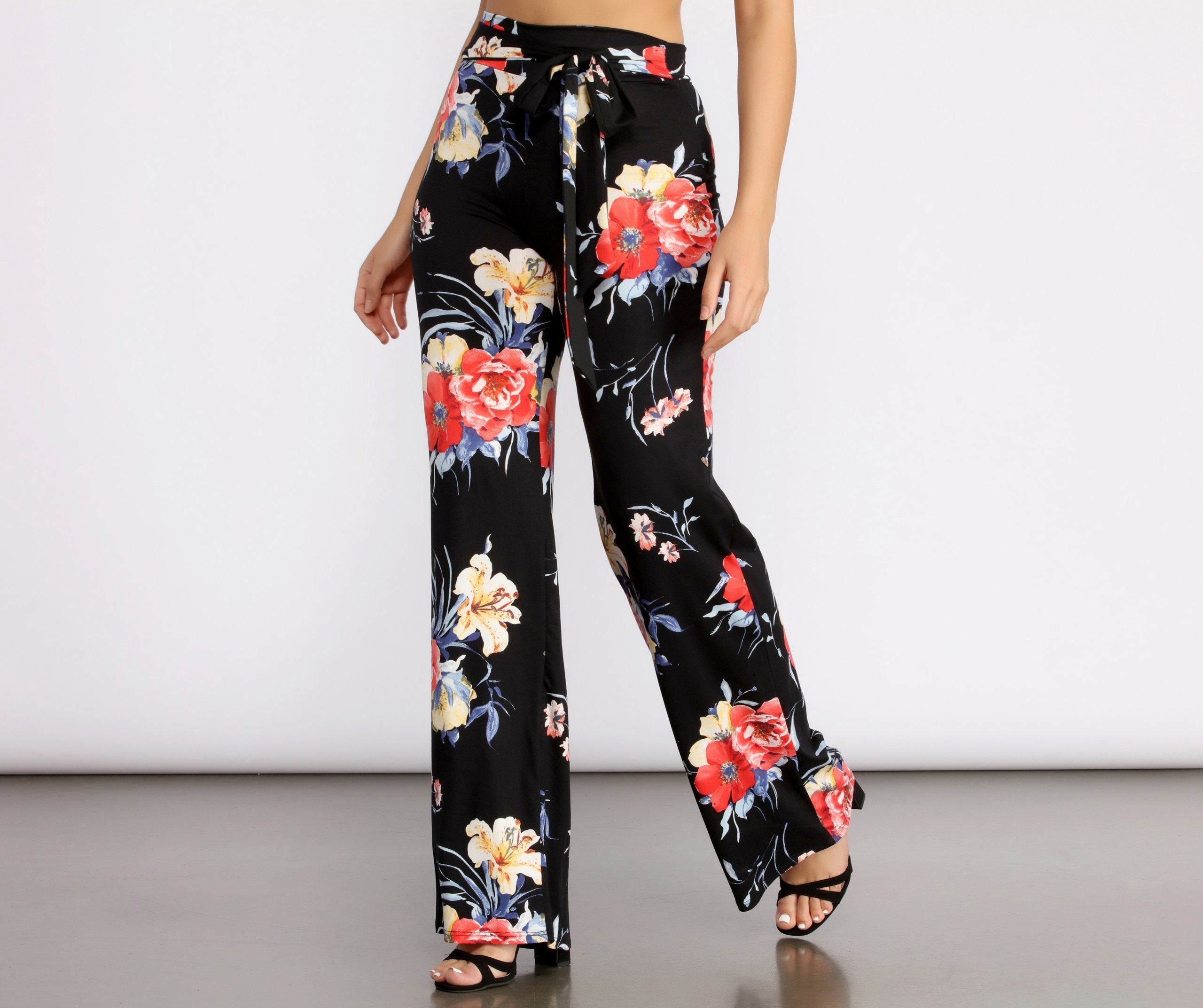 My Vibe Floral High Waist Dress Pants - Lady Occasions