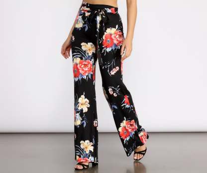 My Vibe Floral High Waist Dress Pants - Lady Occasions