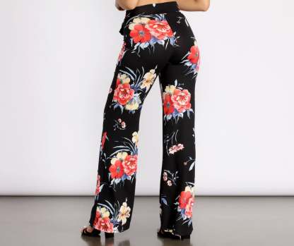 My Vibe Floral High Waist Dress Pants - Lady Occasions