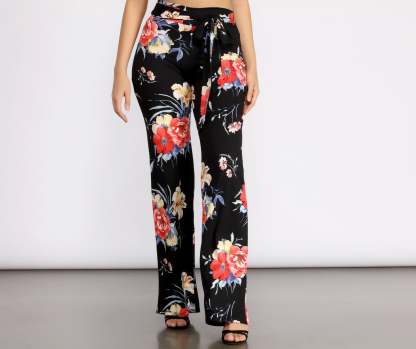My Vibe Floral High Waist Dress Pants - Lady Occasions