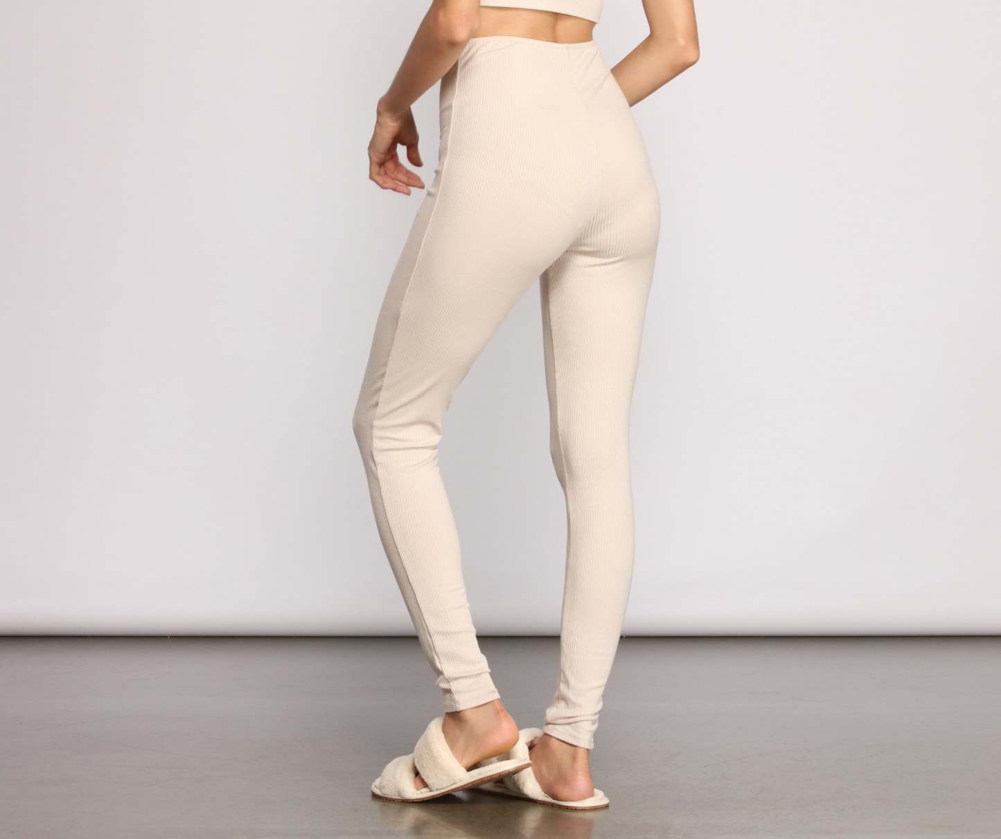 High Waist Basic Ribbed Knit Leggings - Lady Occasions