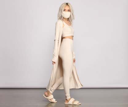 High Waist Basic Ribbed Knit Leggings - Lady Occasions