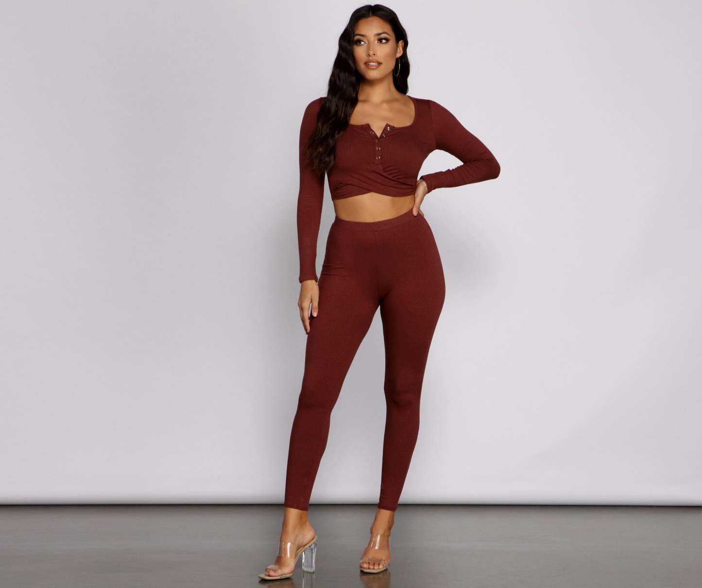 Ribbed Knit High Waist Leggings - Lady Occasions