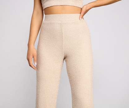Trendy Textures High Waist Pants - Lady Occasions