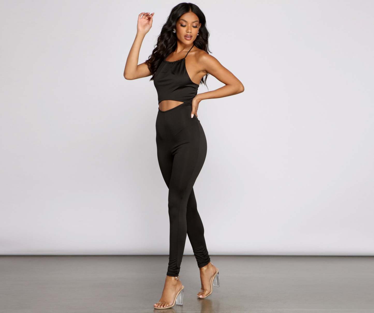 Night On The Town Halter Catsuit - Lady Occasions