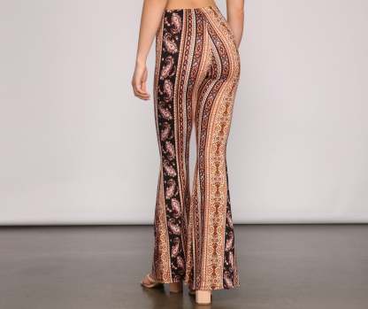 Good Vibes Paisley Flared Pants - Lady Occasions