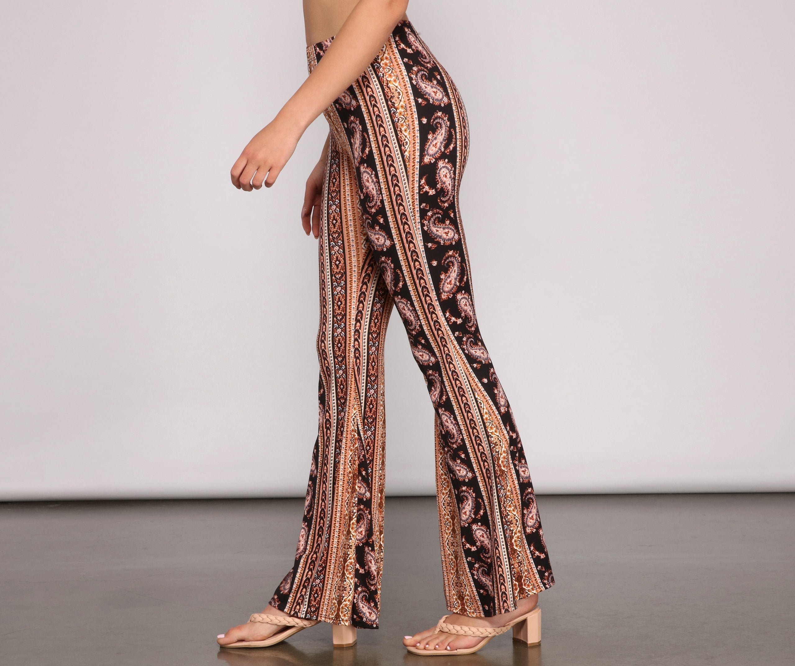 Good Vibes Paisley Flared Pants - Lady Occasions