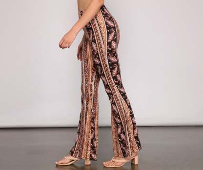 Good Vibes Paisley Flared Pants - Lady Occasions