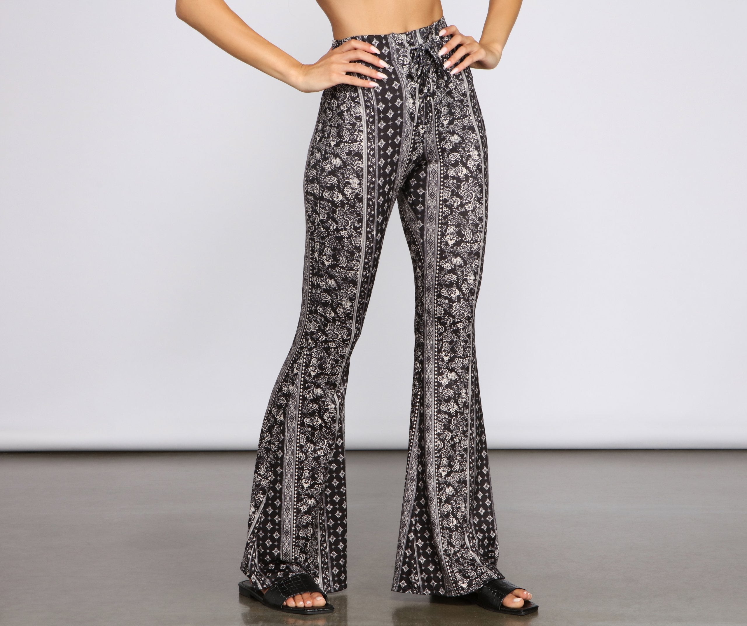 Boho Wanderer Floral Flared Pants - Lady Occasions