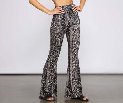 Boho Wanderer Floral Flared Pants - Lady Occasions