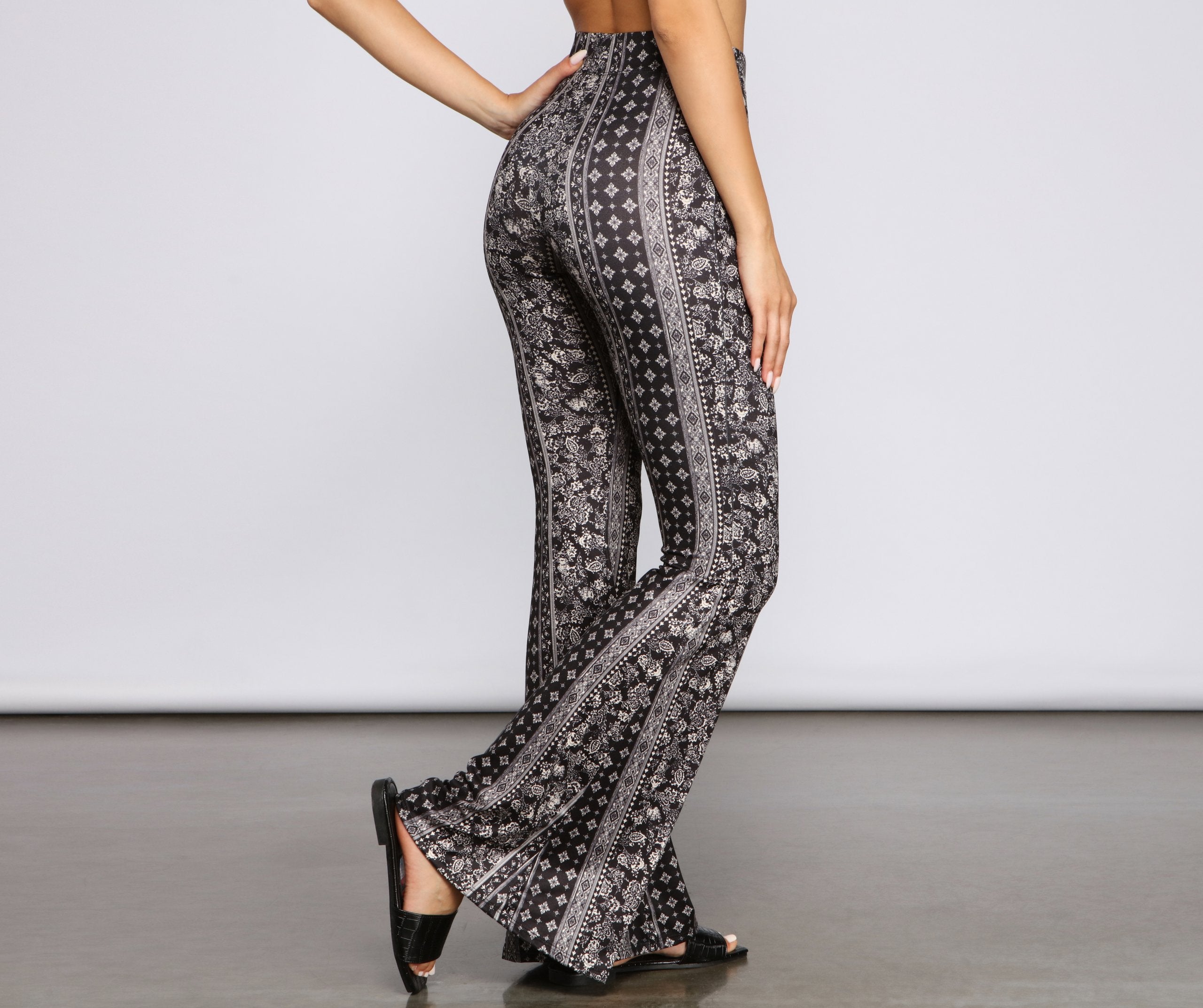 Boho Wanderer Floral Flared Pants - Lady Occasions